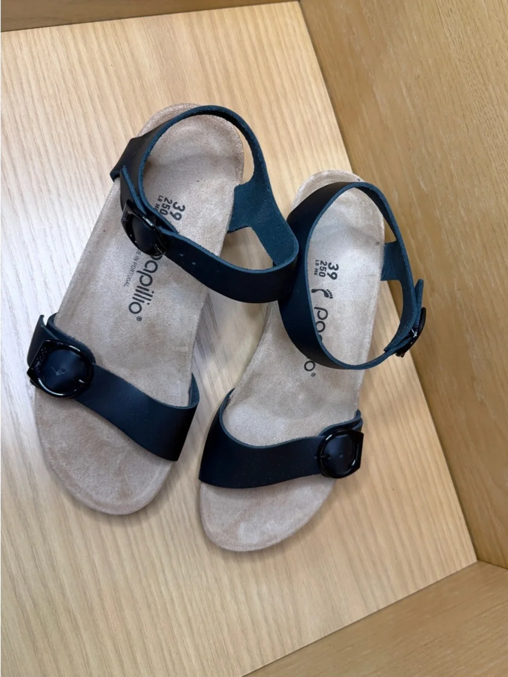 BIRKENSTOCK Papillio Soley Ring-Buckle Wedge Sandals Black. US 8 , EU 39. New - Picture 4 of 7